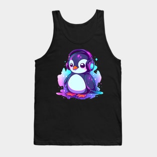 Cool Penguin With Headphones Tank Top